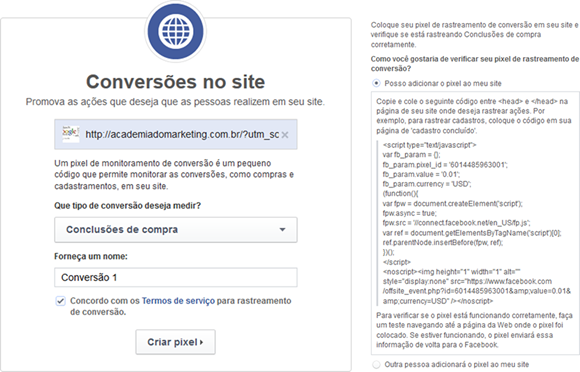 Como criar um código de rastreamento de conversões no Facebook